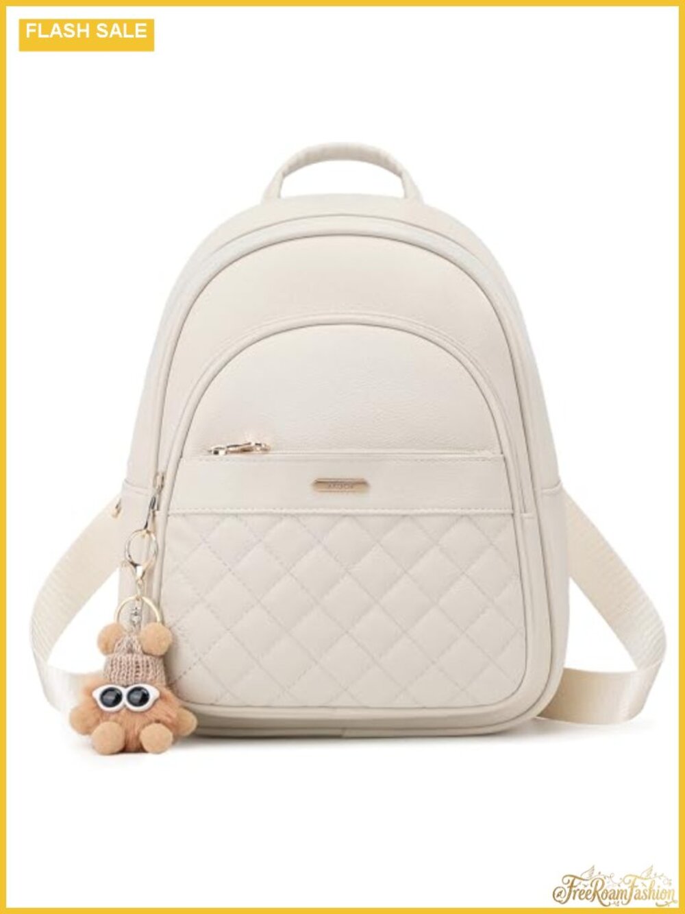 Faux Leather Mini Backpack Purse with Cartoon Charm, Cute Fashion Backpack for